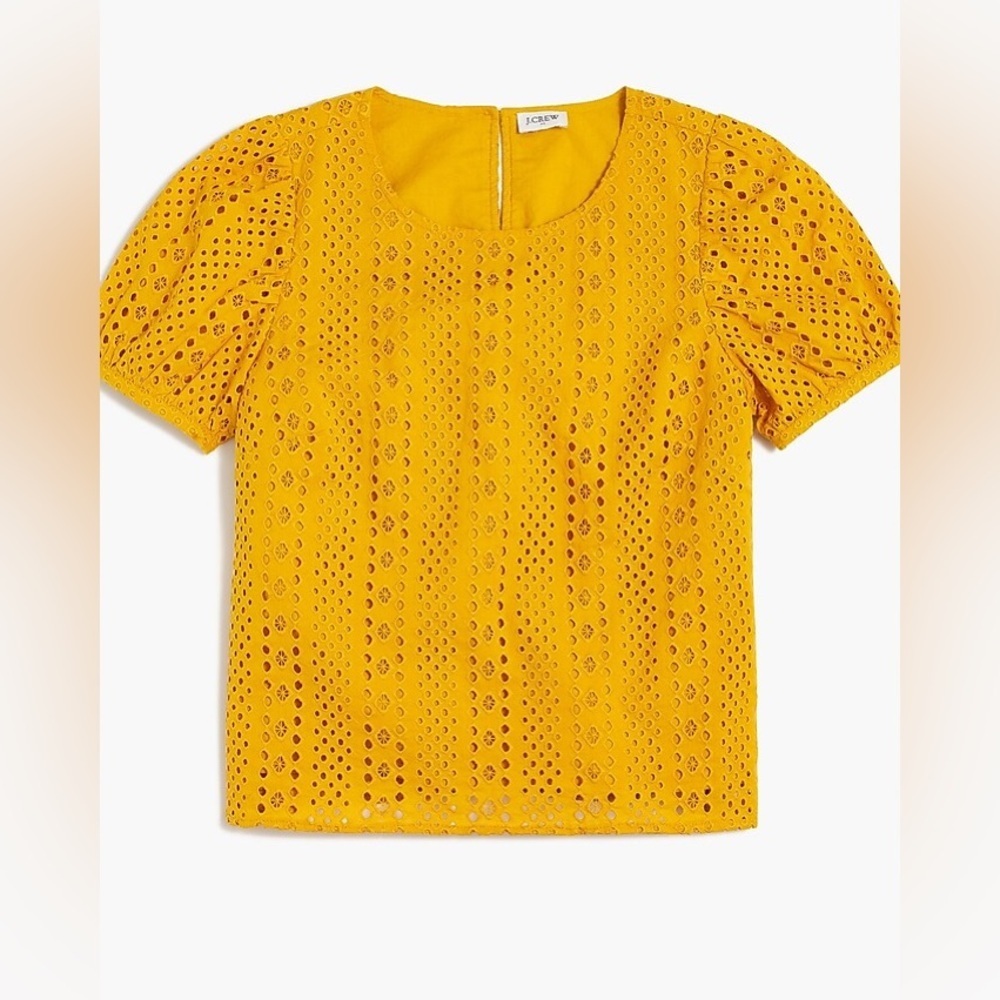 NWOT! J. Crew Eyelet puff-sleeve top 100% cotton‎
